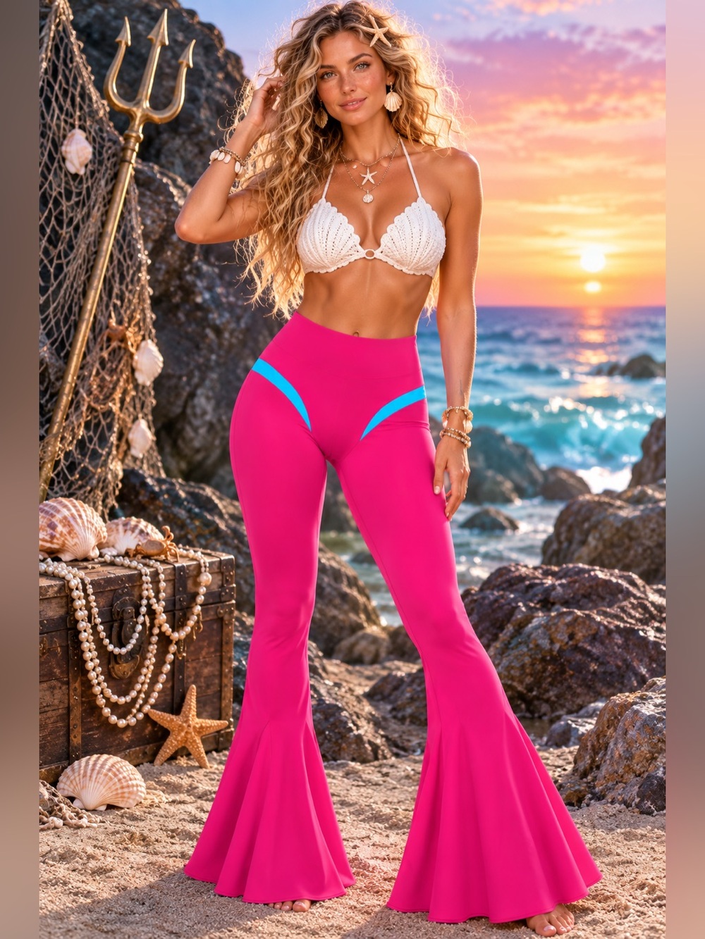 Marshall Columbia x Disney “The Little Mermaid” High Waist Flare Leg Pants 🧜♀️✨